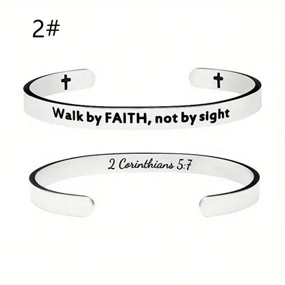 Christian Cross Scripture Cuff Bracelet