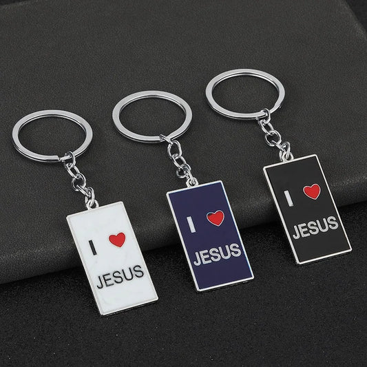 I ♥ JESUS" Metal Keyring