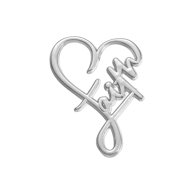 Broche de fe cristiana en cuatro diseños color plata