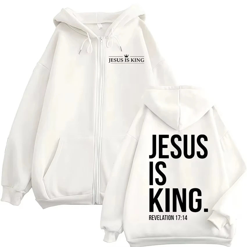 Jesus Is King Christian Verse Zip Hoodie 