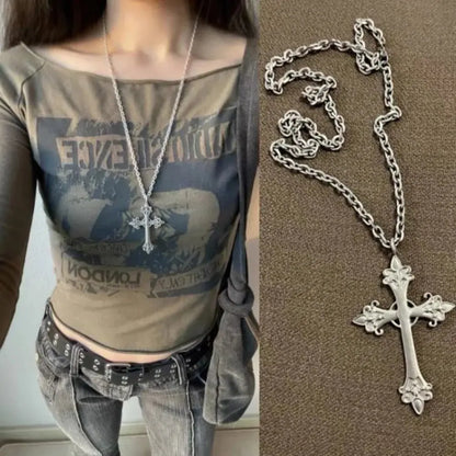 Ornate Gothic Cross Pendant Necklace