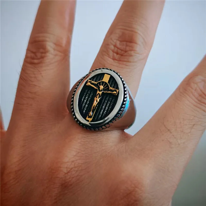 Jesus Cross Ring for Man