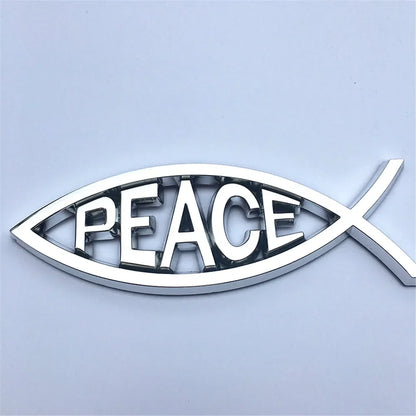 Emblema Cristão Cromado Peixe JESUS