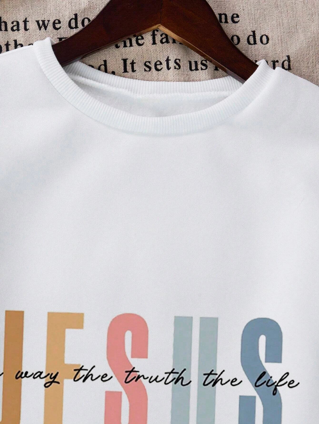 Jesus Color Letter Print Sweatshirt 