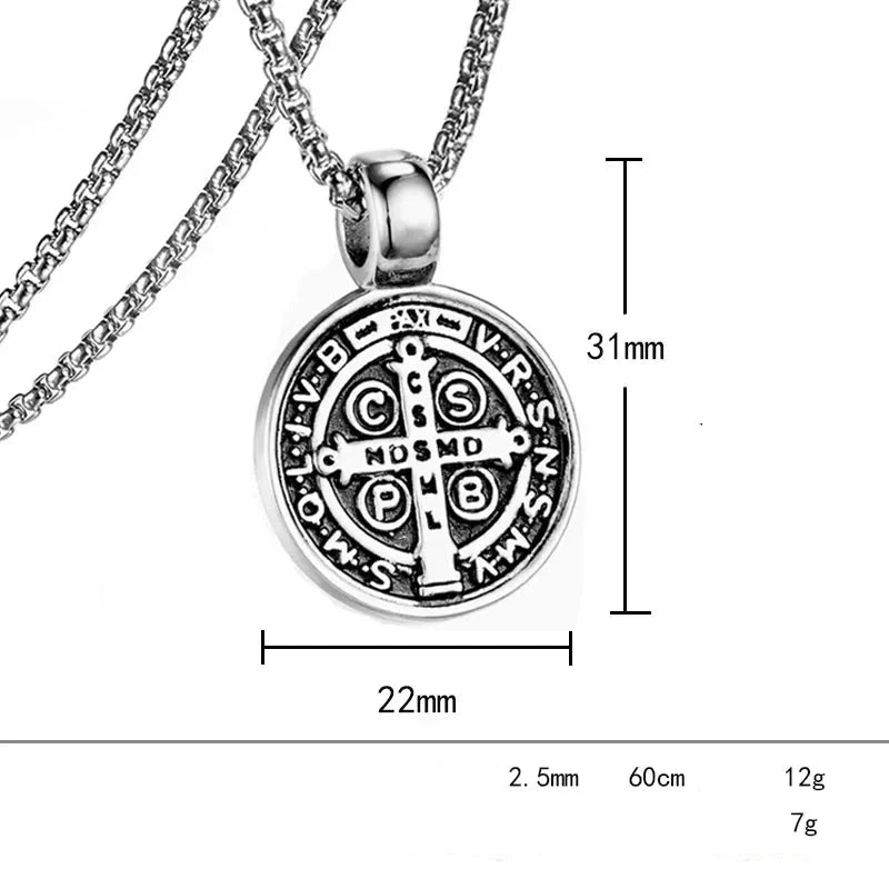 Saint Benedict Cross Necklace with Virgin Mary Pendant
