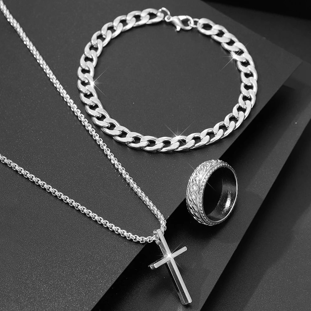 Men's Cross Jewelry Set Collection