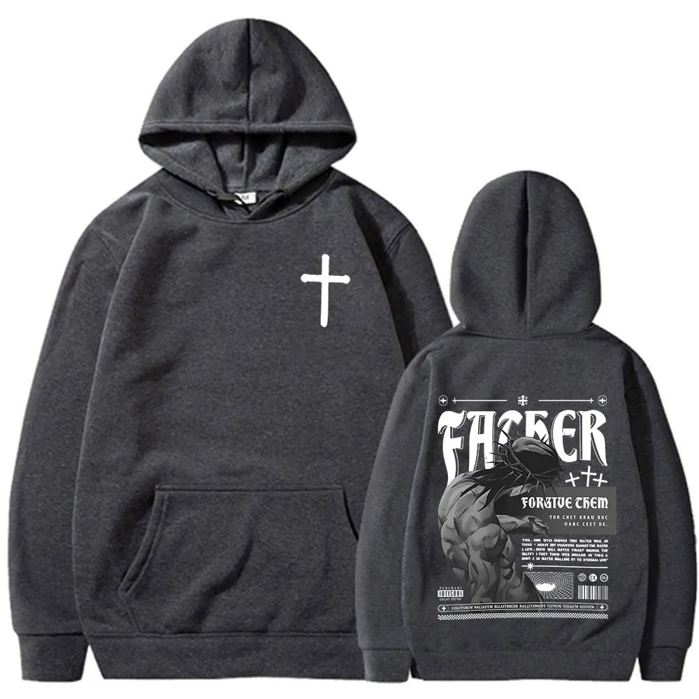 Forgive Them Father Bible Verse Fleece Hoodie for Men and Women