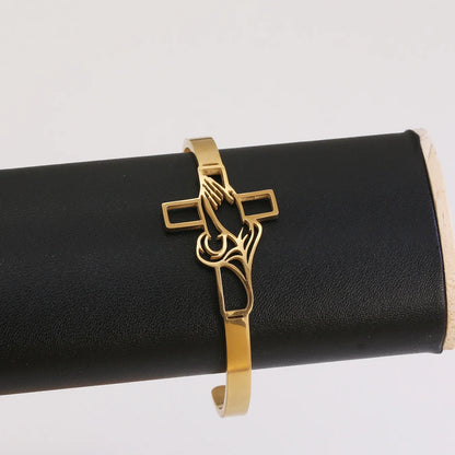 Pulseira de punho cruzado com mãos em oração