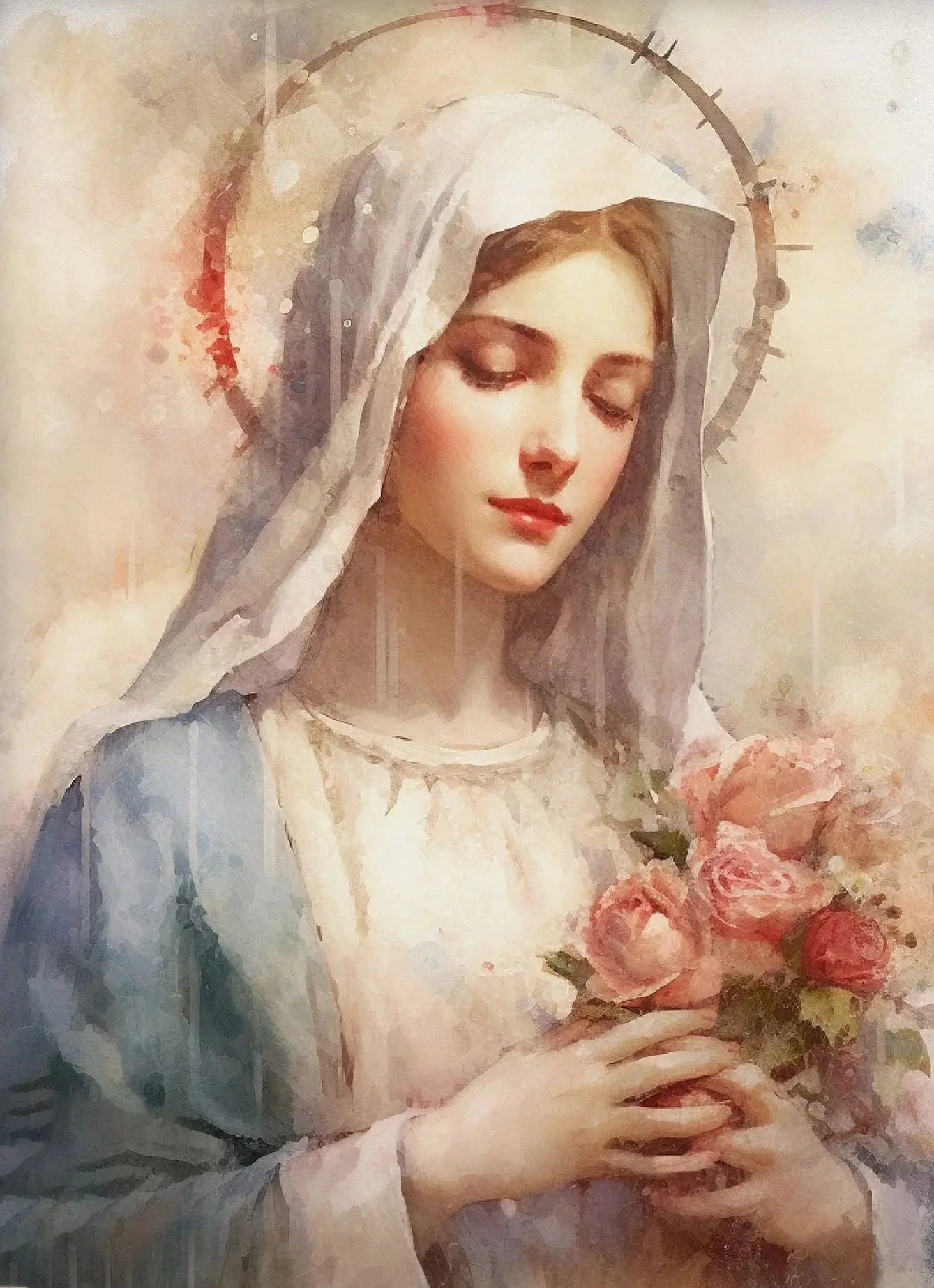 Vintage Virgin Mary Wall Art Poster 