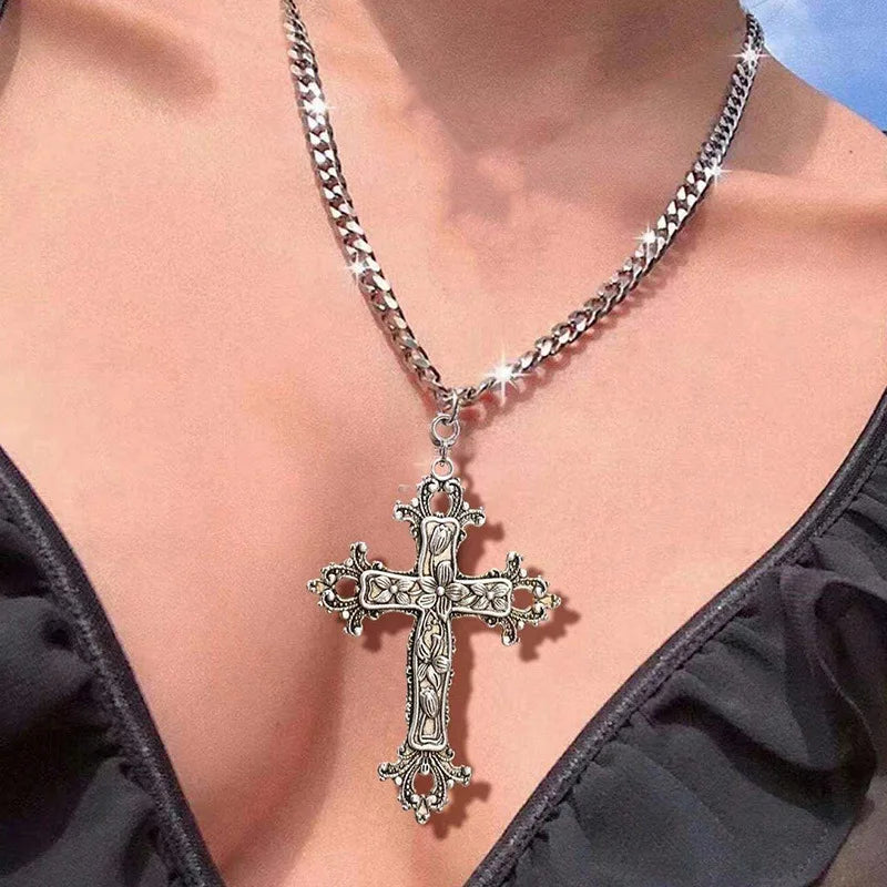 Ornate Gothic Cross Pendant Necklace