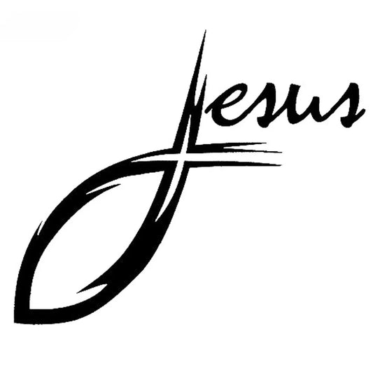 Jesus Curve Cross Fish Stickers