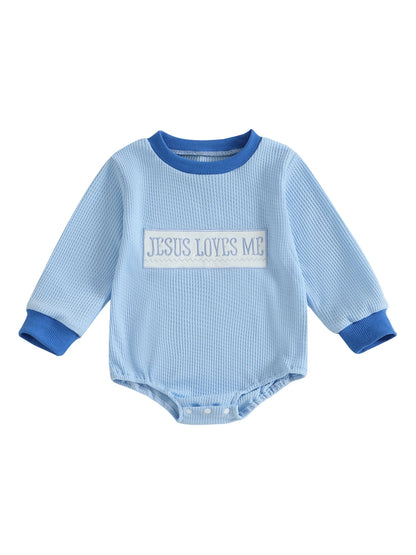 Jesus Love Waffle Knit Baby Romper