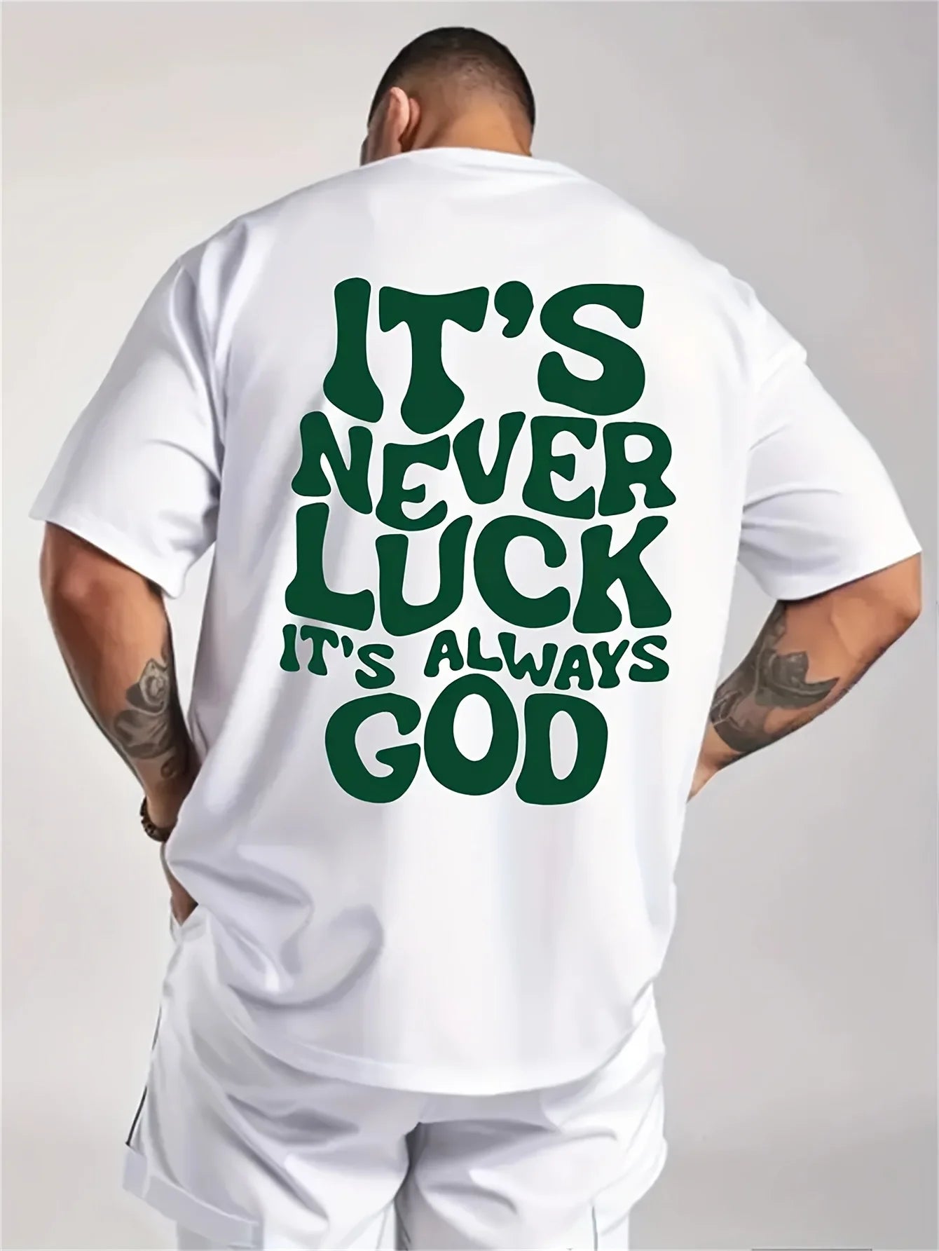 Camiseta masculina de algodão Sorte vs Deus