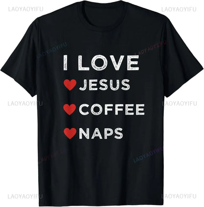 Camiseta de algodão Eu amo Jesus