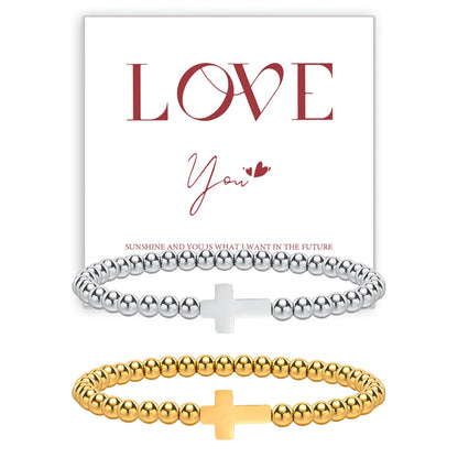 Elegant Beaded Cross Devotional Bracelet