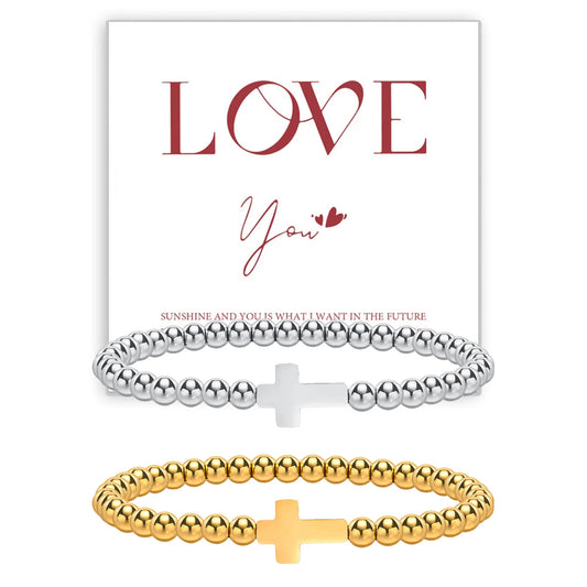 Elegant Beaded Cross Devotional Bracelet