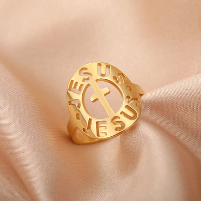 Cut-Out Jesus Cross Ring