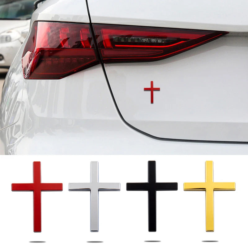 Emblema de caminhão traseiro de metal com cruz cristã