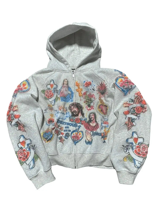 Devotional Tattoo Art Zip Hoodie