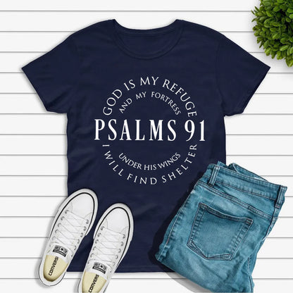 Deus é meu refúgio – Camiseta feminina Salmos 91