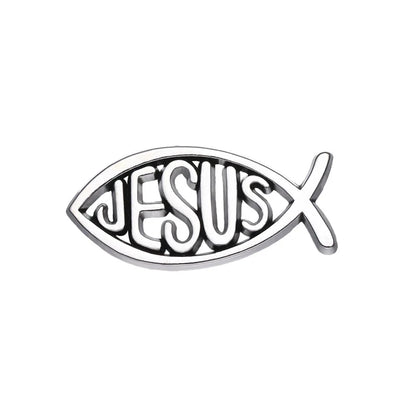 Broche de fe cristiana en cuatro diseños color plata