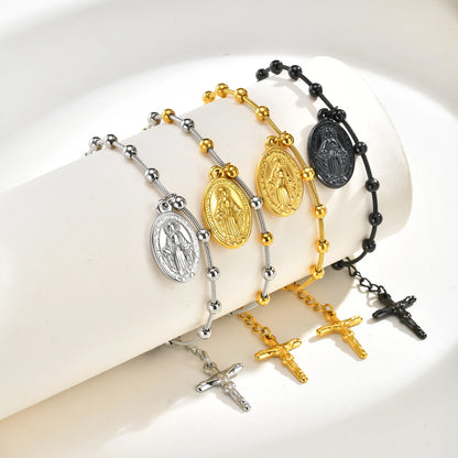 Pulseira Virgem Maria e Cruz para Mulheres
