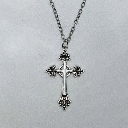 Ornate Gothic Cross Pendant Necklace