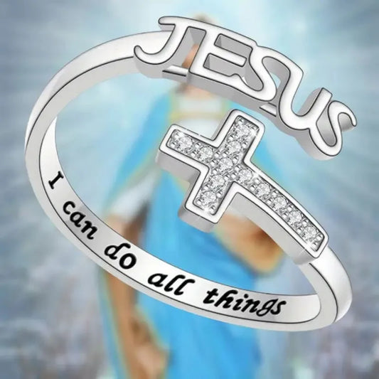 Open-Band Jesus Cross Ring