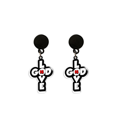 Minimalist Cross Dangle Hoop Earrings