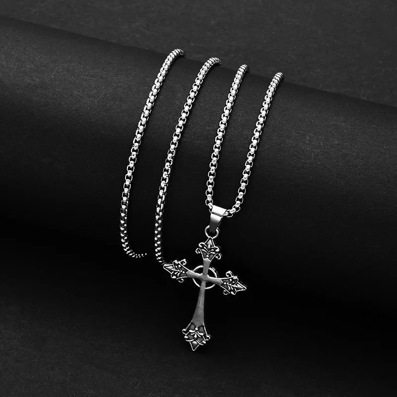 Ornate Gothic Cross Pendant Necklace