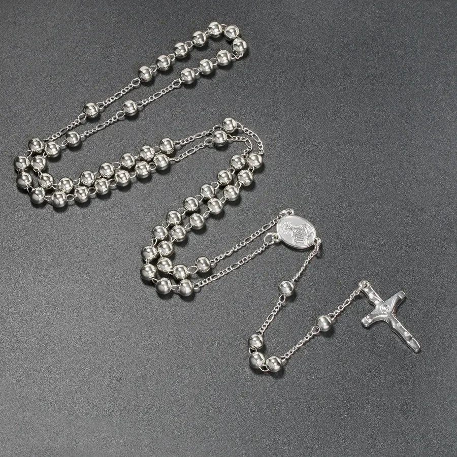 Christian Rosary Necklace with Crucifix Cross