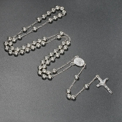 Christian Rosary Necklace with Crucifix Cross