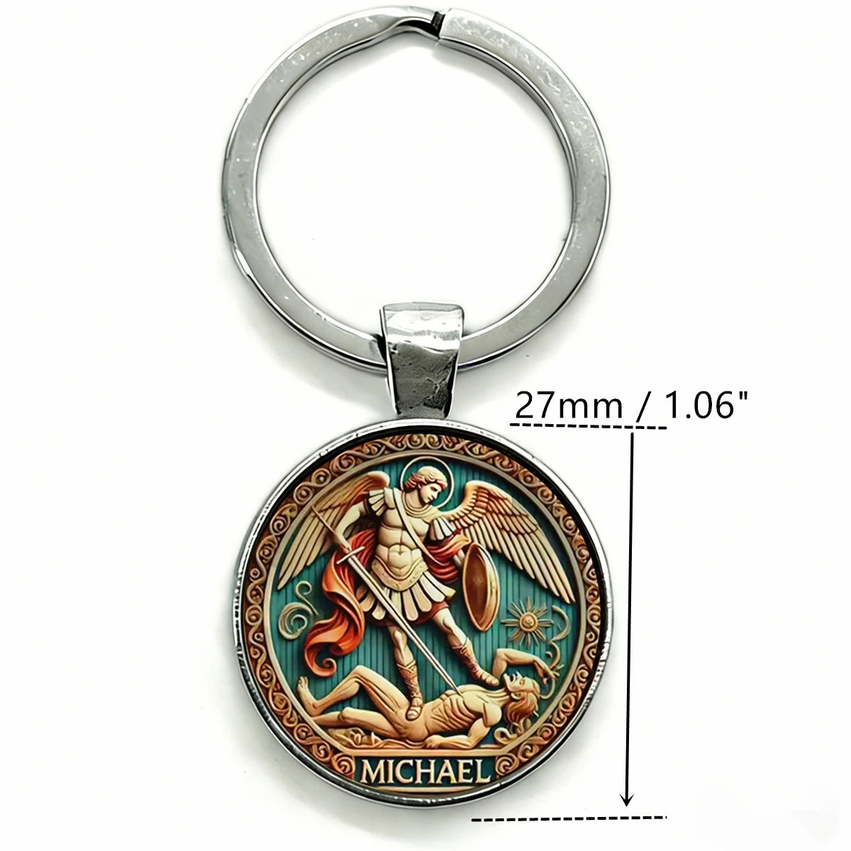 Saint Michael Archangel Keychain with Cross