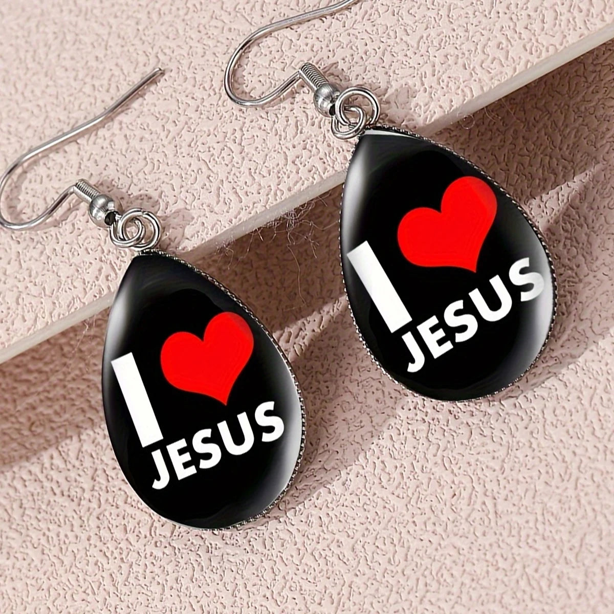 I Love Jesus" Teardrop Drop Earrings