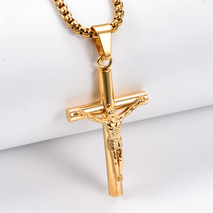 Stainless Steel Crucifix Necklace with 50 cm Chain