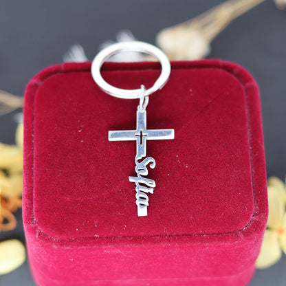 Personalized Cross Keyring