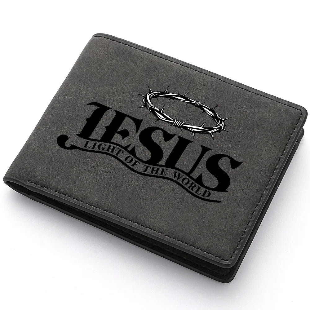 Portofel creștin pentru bărbați – model compact bifold din PU