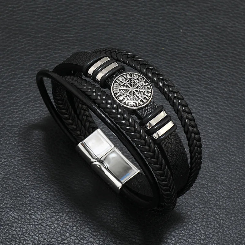 Men's Scripture-Inspired Braided Leather Bracelet