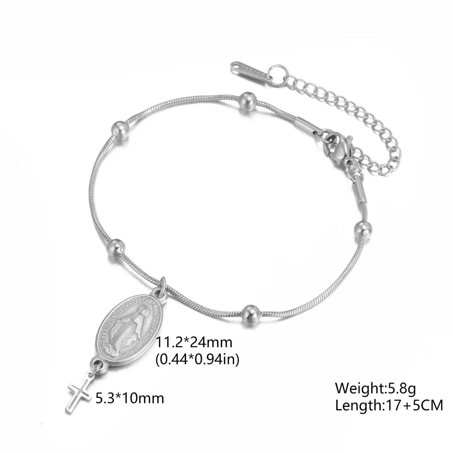 Miraculous Medal & Cross Bracelet