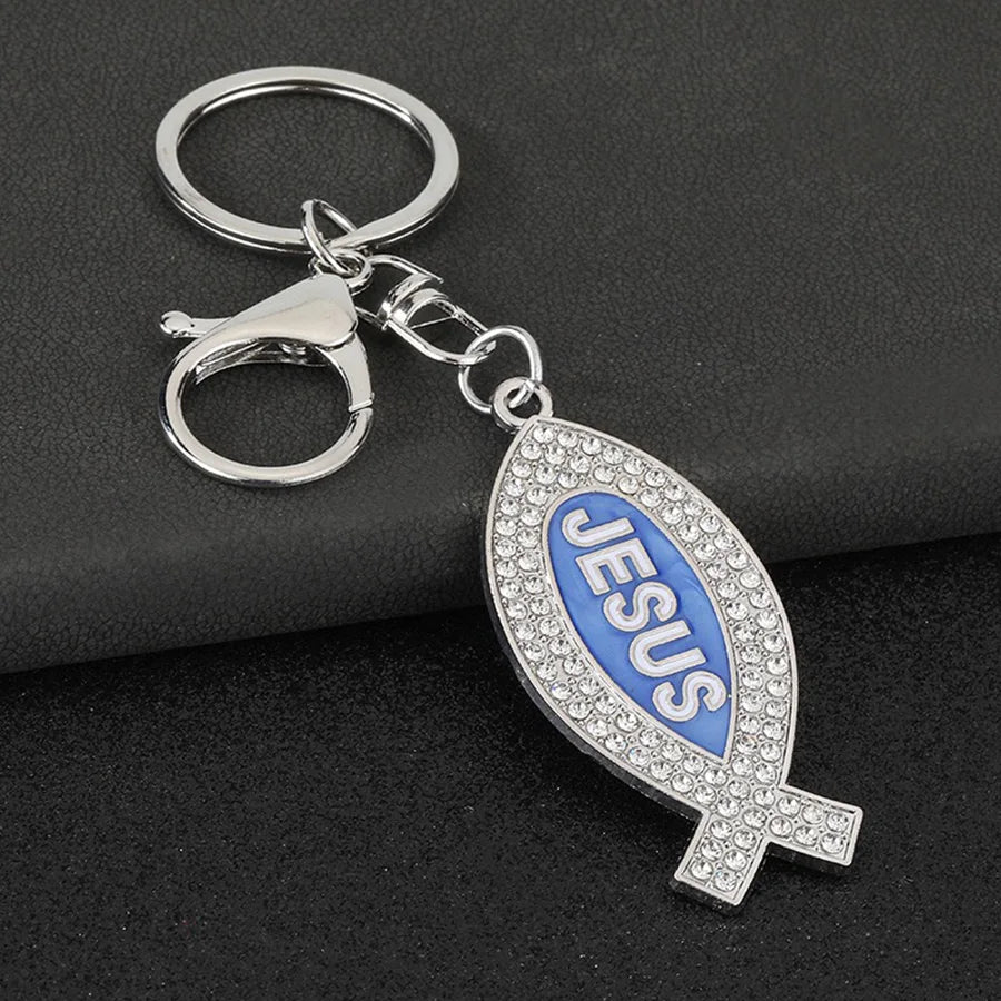 Gold-Tone Sparkling Ichthys Keyring