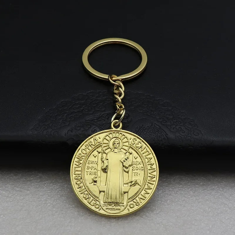 Catholic Saint Benedict Medallion Keychain