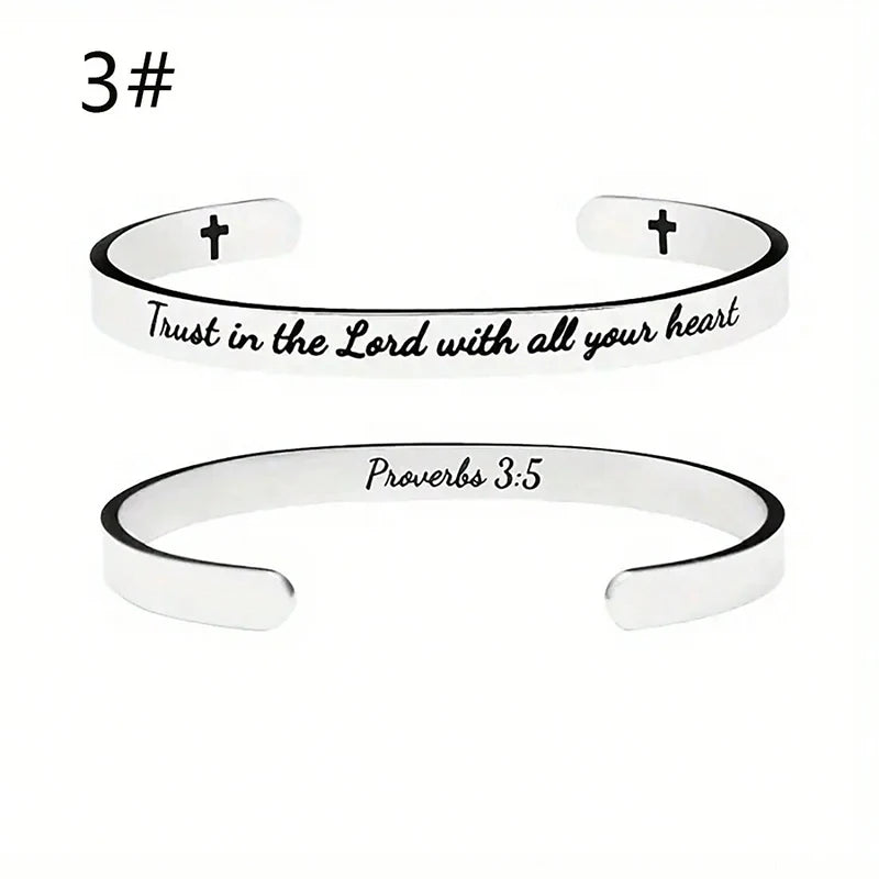Christian Cross Scripture Cuff Bracelet