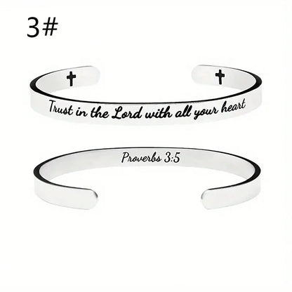 Christian Cross Scripture Cuff Bracelet