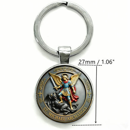 Saint Michael Archangel Keychain with Cross