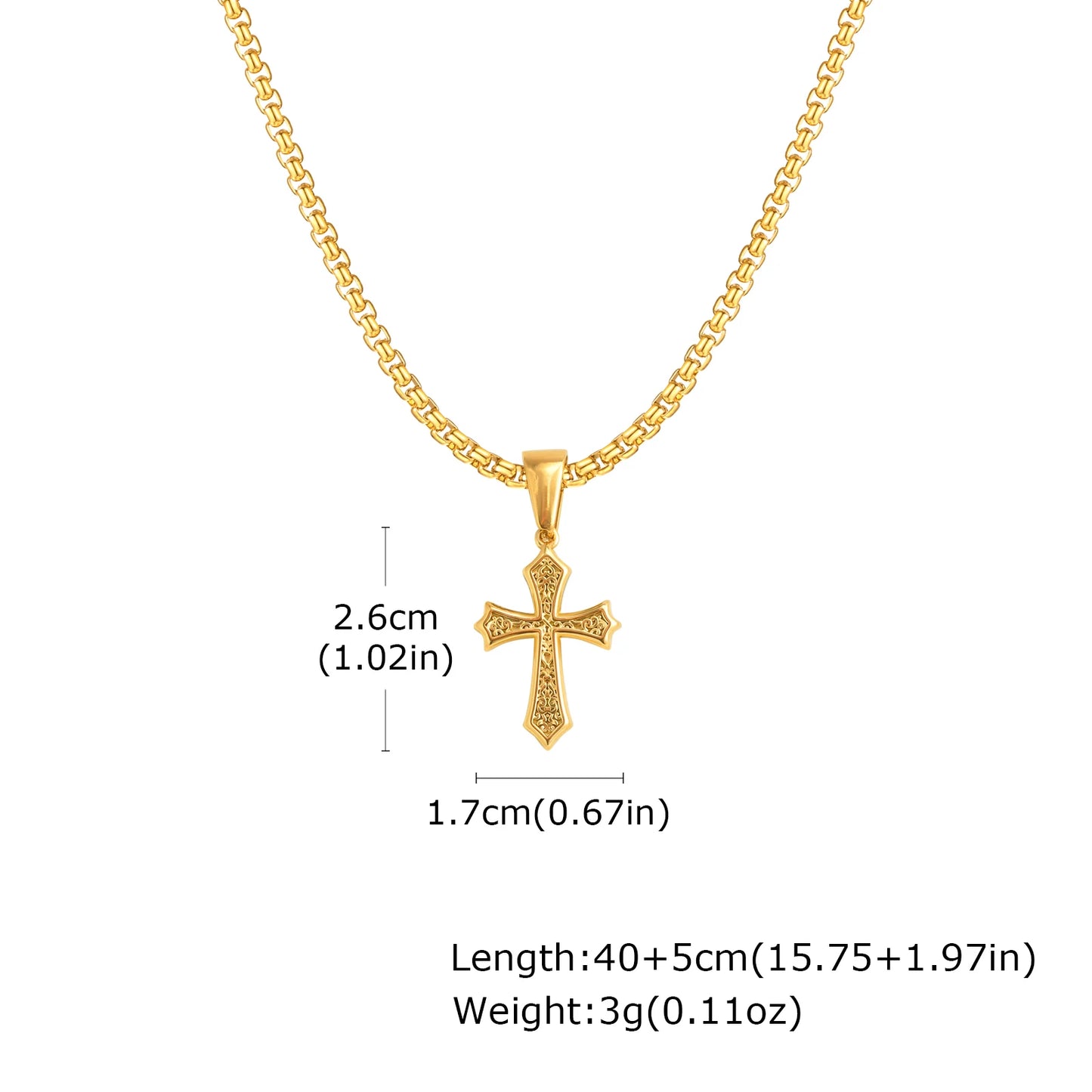 Ornate Textured Cross Pendant Necklace
