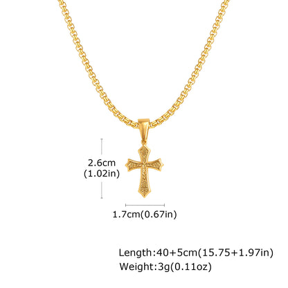 Ornate Textured Cross Pendant Necklace