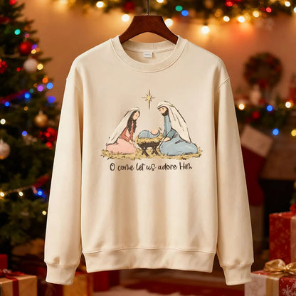 Christian Christmas Hoodie - Nativity Graphic Pullover