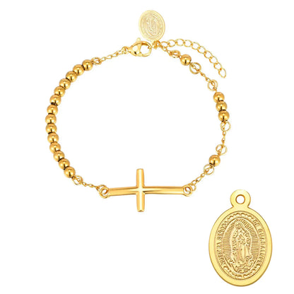 Pulseira Cruz e Medalha em Ouro
