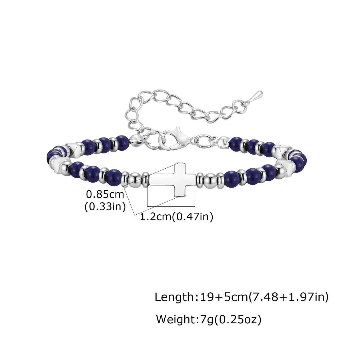 1. Trendiges Herrenarmband mit Natursteinperlen, Kette mit Boho-Kreuzanhängern, Schmuckgeschenk für Ehemann, Vater oder Sohn