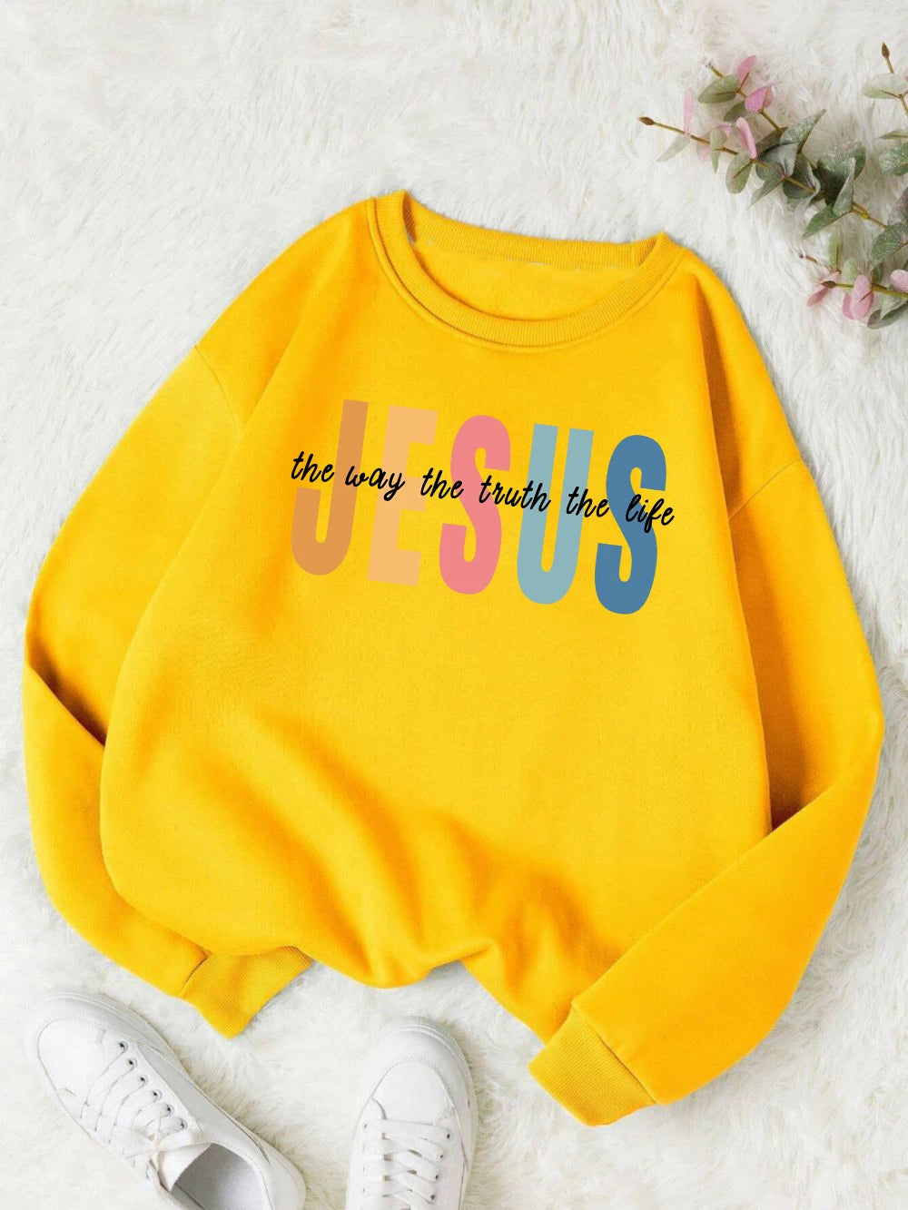 Jesus Color Letter Print Sweatshirt 